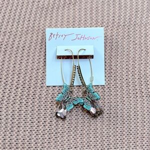 Betsey Johnson Gold and Teal Butterfly Earrings NEW